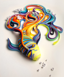 itscolossal:  Vibrant Quilled Paper Illustrations and Sculptures