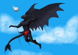 “Spikedown!” cried out the Night Fury as he spiked the volleyball