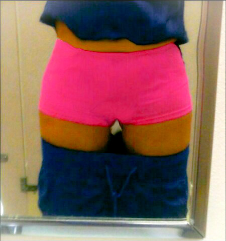 hotflwife:  My new hot pink boyshorts. I love the way they fit. What do you think? 