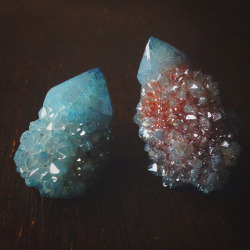 under-colors:  Aqua Aura Quartz Crystals on We Heart It. 