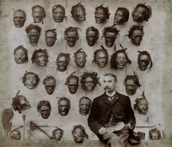 Horatio Gordon Robley with his mokomokai collection. Date	1895