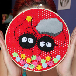 loveandasandwich:  Finished up a custom order soot sprite hoop!Remade