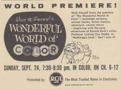 broadcastarchive-umd:  Walt Disney’s “Wonderful World of