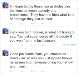 shepardrahl:  The SJW salt over South Park is real. It’s beautiful.