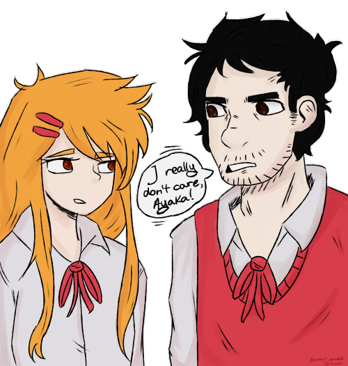 dammit-pandah:  Mark’s playing Misao. It’s my freakin’ favorite game ever yesssss. watch the video . Ayaka’s hair is a bitch to draw. >:C