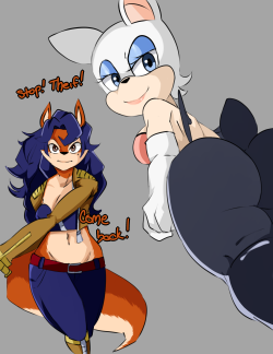 inuyuru2:  Carmelita vs Rouge pages 1-2 (Complete) and 3 (wip)Commission