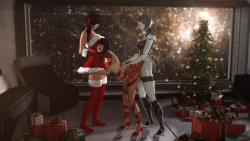 sspppthings:  Kasumi, Ashley and EDI having a Christmas Party