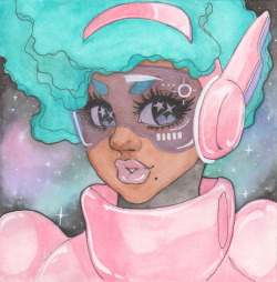 nikeozaki:  “Star Force GO!“ 8 x 8 (each) ink & watercolor