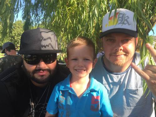 <p>My boy Zian backstage with @prime_circle legends Marco and Ross. Such cool guys. Zian was stoked!  @marco_s_gomes and @rosslearmonth  #summertour (at Rhebokskloof Wine Estate)</p>