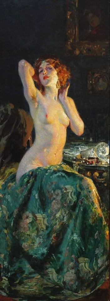 Giacomo Grosso (Italian, 1860–1938) Nude by the mirror, 1914,
