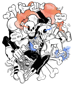 twodeeweaver:  Inktober #12 - Double BonedSans and PapyrusThese