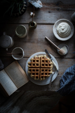 sweetoothgirl:  earl grey waffles & whipped honey cream 