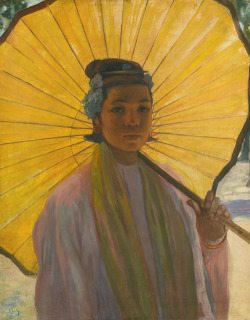 kafkasapartment:  Ma Thein Kin With Her Yellow Parasol. Gerald