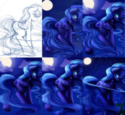 zodiacnicola:This is how I painted my recent luna drawing. If