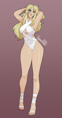 fsnowzombie:comission of balalaika in a swimsuit