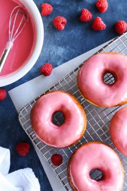 guardians-of-the-food:  Yeast Donuts with Fresh Raspberry Glaze