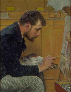 Portrait of an Artist in Profile (1884), Fritz Strobentz
