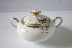 bestof-etsy:  Hand Painted Ants Cover Vintage Porcelain Dishes