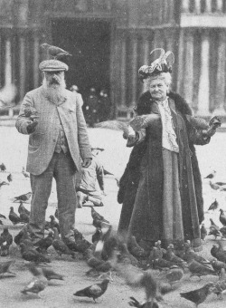 historiquearchive:  Claud Monet with a pigeon on his head when