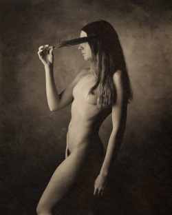 fragrantblossoms:  Ray Bidegain, Nude with Feather, n/d.  