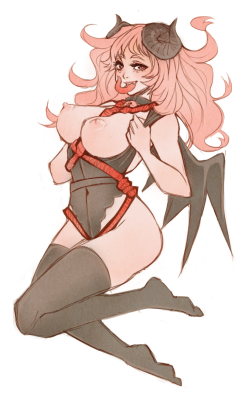 roriputain:  lolipie:  I actually finished my doodle of my succubus!! Ｏ(≧▽≦)Ｏ
