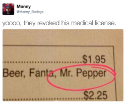 tastefullyoffensive:  “I didn’t spend six years in soda medical