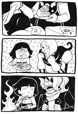 fluffycutecats:Frisk eating meals with friends! 