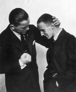 the-night-picture-collector:Berthold Brecht (right), German writer,