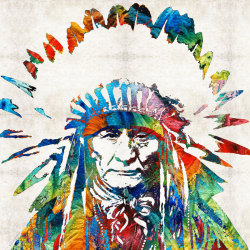 terracegallery:  Colorful Native American Art PRINT from Painting