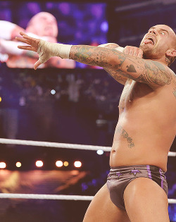 rwfan11:  CM Punk- mocking the Undertaker…nice bulge! ….and