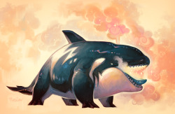kristenplescow:  Another dreamy orca whale thing, drawn a few