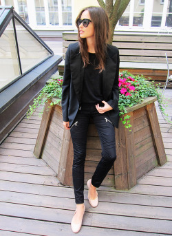 peoplewithstyles:  Blazer from Acne, tshirt from IRO, pants from