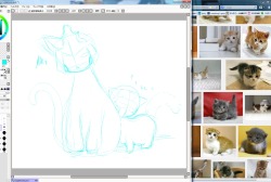 Drawin’ Cyclonyan and Tailgate-nyan on my new Cintiq. Kitties!!!