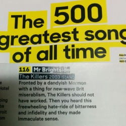 rebeldiamondvictim:  Mr Brightside - Number 116 in NME Magazine