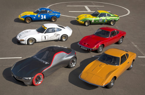 carsthatnevermadeit:  The Opel GT is to appear at this yearâ€™s Techno Classica in Essen (April 6-10). Alongside the original GT sports car of the late 1960s and 70s, the GT Concept which was unveiled at this yearâ€™s Geneva Motor Show will be on show