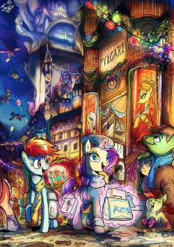 raridashcenter:  An evening in Canterlot hearth’s warming market