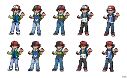 kirbensummers: Made some sprites of Ash in gen5 style