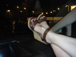 One of you (Heelhunter)Â implied that you would &ldquo;eat your own cum&rdquo; if I would post more photos of those wedges I wore on the way home from the airport.Â  I wasn&rsquo;t sure if you wanted the photo with my feet in them or without&hellip;Â 