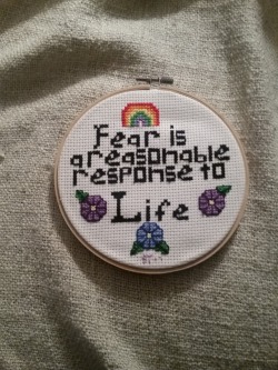 cavern-graffiti:My first ever cross stitch with a quote from