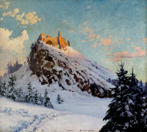 polishpaintersonly:“Czorsztyn Castle” (1911)         Michał