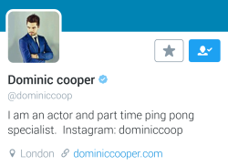 lolawashere: Mr Dominic Cooper, actor and part time ping pong