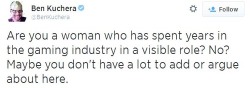 loltaku:  Ben Kuchera responds to criticism from women.    …How
