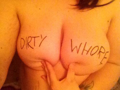 daddy-and-his-naughty-girl:  Having fun naughty playtimes with my whore.Â   “Dirty Whore. Daddy’s Dirty Fuck Toy.” marvelous…