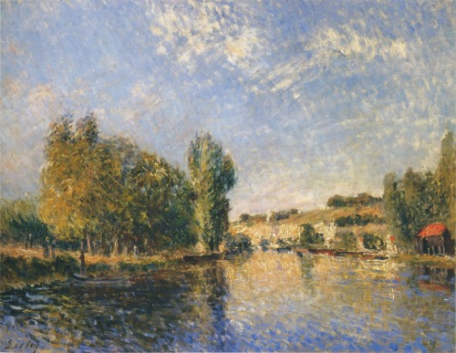 tadamtsointsoin:artist-sisley: The Loing at Moret, 1883, Alfred