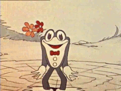 cortoony:  Flip The Frog - Fiddlesticks (1930)  Talk about obscure! Flip is what happened when Ub Iwerks (the animator who created Mickey Mouse for Walt Disney) got his own studio. And that character holding the fiddle? Not Mickey Mouse at ALL. Nope.