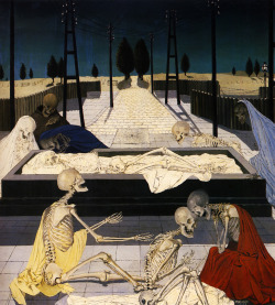 magrittee:Paul Delvaux - The Focus Tombs, 1957