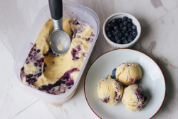 heyrainbows:   Vanilla bean blueberry swirl ice cream by honey