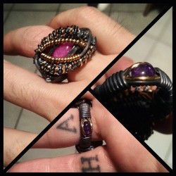 setbabiesonfire:  African Ruby and Amethyst in oxidized .925