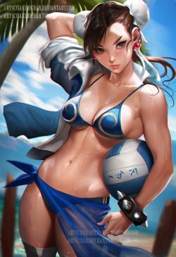 mickyyyyy:  Beach volleyball .NSFW optional. by sakimichan 