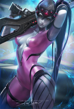 sakimichan: continuing my overwatch painting series :3 ! Widowmaker